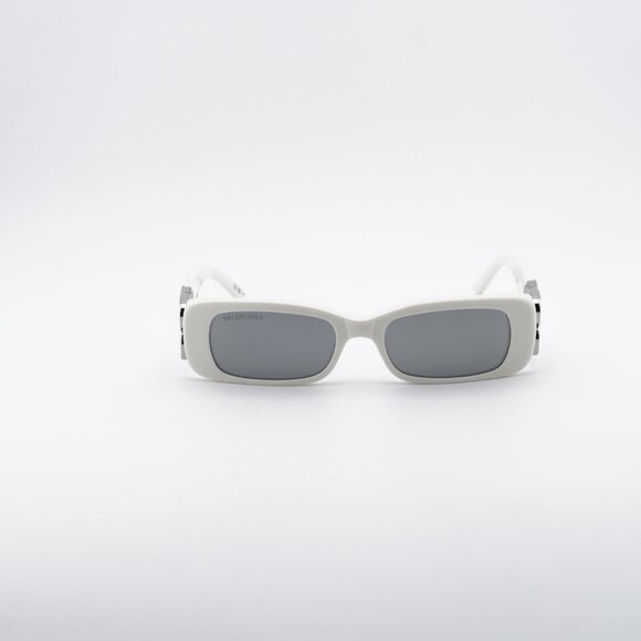 Balenciaga BB0096S 020 Sunglasses Ivory/Silver Rectangle Frame, Grey Lenses main image 8